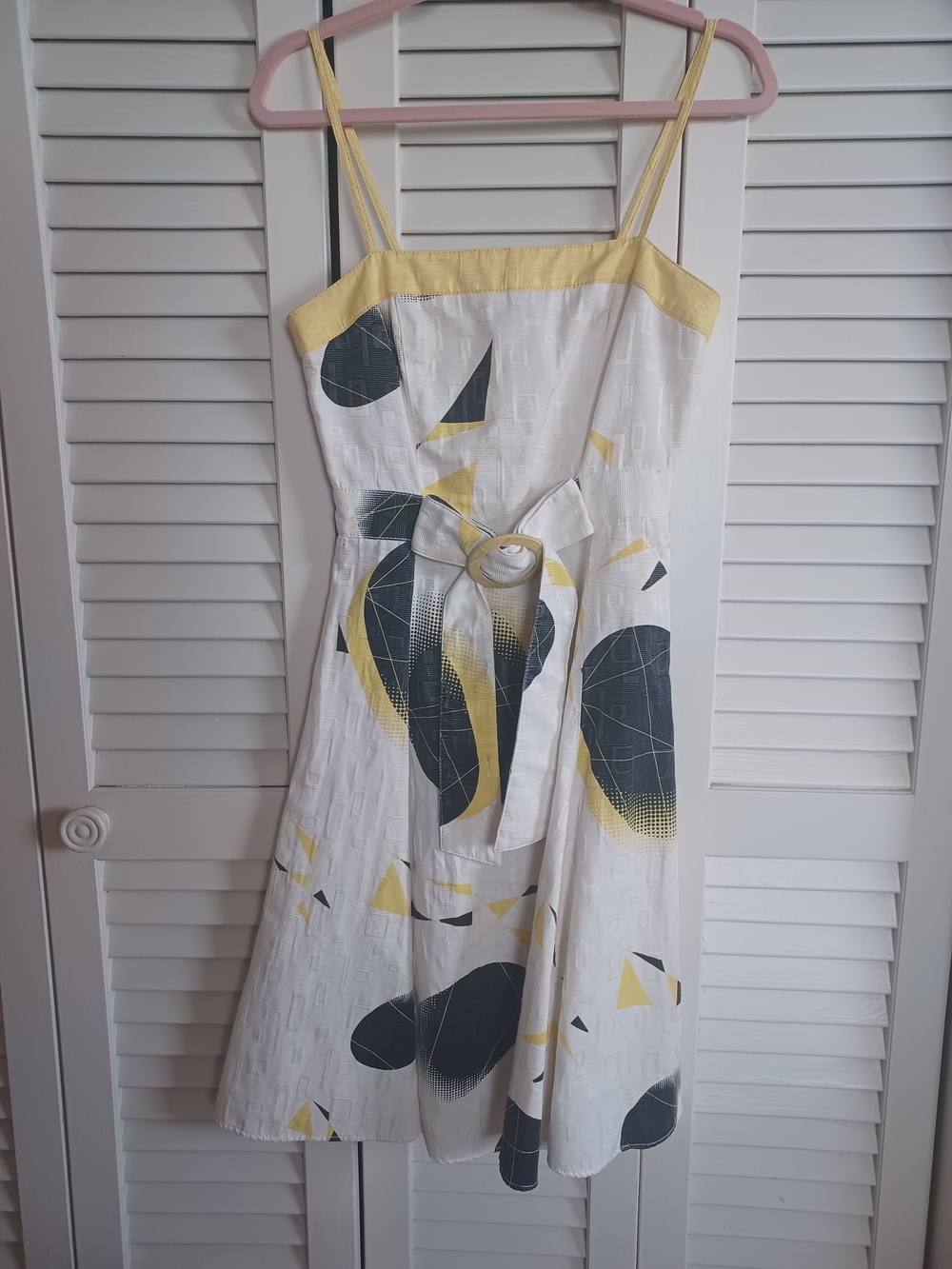 Vintage ABSTRACT 90S White Midi Dress And Jacket Post Modern Size 4